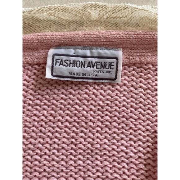 Vintage 80s Lace Collar Coquette Boho Cottage Preppy Pink Cardigan Sweater S - Picture 8 of 8